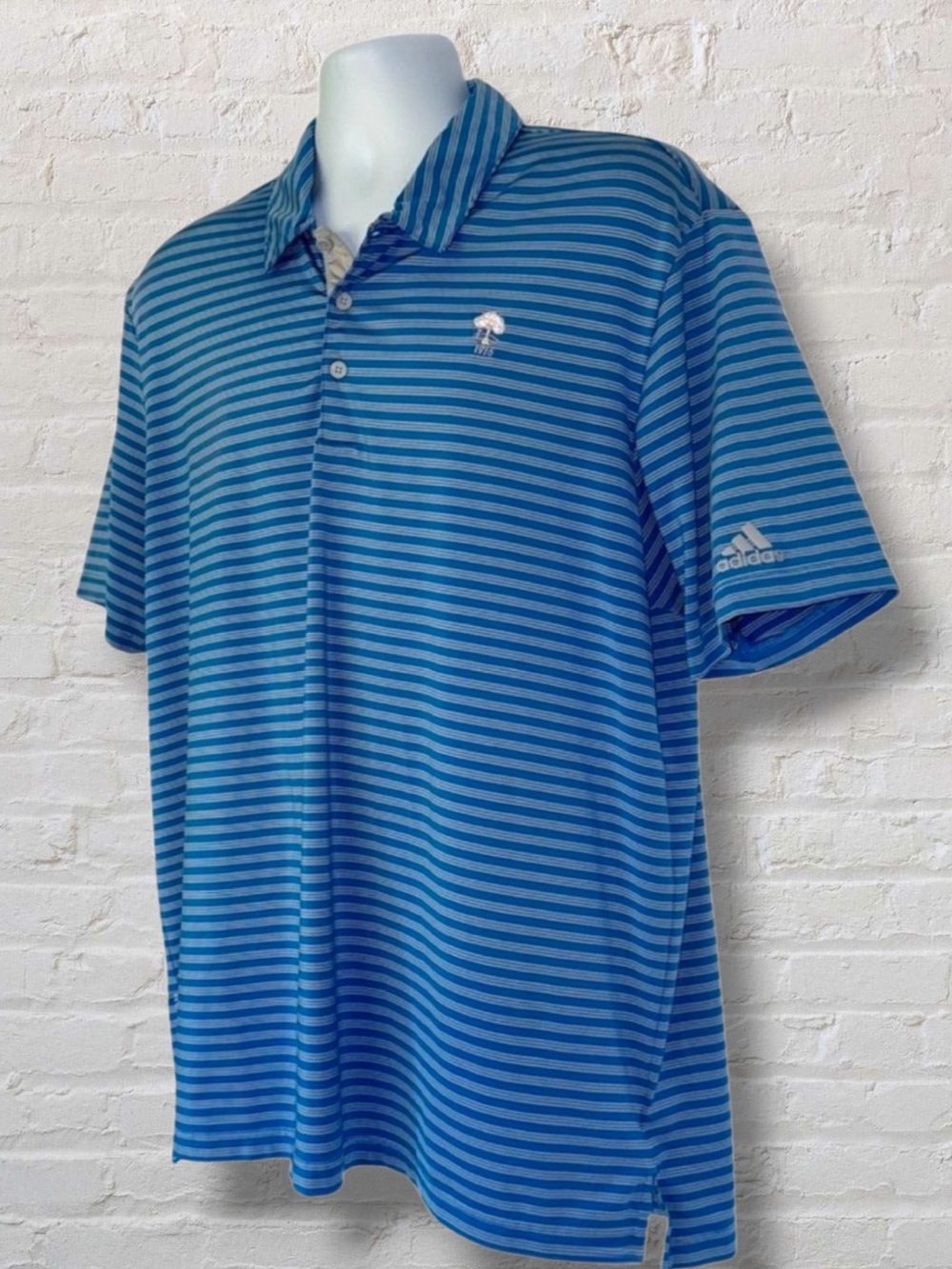 Adidas A574 Performance Blue Striped with Polo – Pine Tree “1916” Logo – Large
